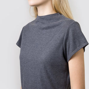 Lucy Mock Neck Knit Top Grey