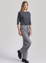 Gia Boat Neck Knit Top Grey
